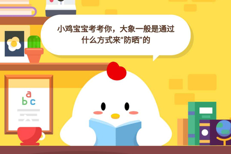 小鸡宝宝考考你,大象一般是通过什么方式来“防晒”的