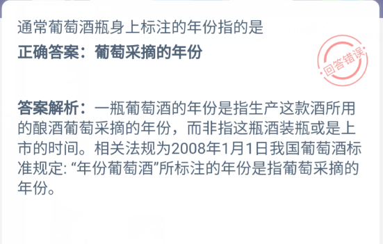 小鸡宝宝考考你,通常葡萄酒瓶身上标注的年份指的是