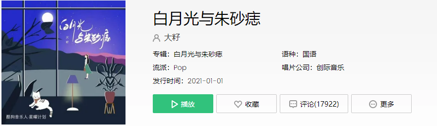 抖音白月光在照耀你才想起她的好,朱砂痣久难消你是否能知道是什么歌