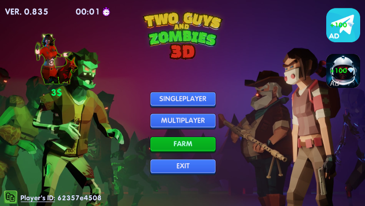 双人僵尸生存手游